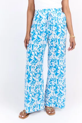 Paddle Out Blue Printed Pull On Pants,Women Pants