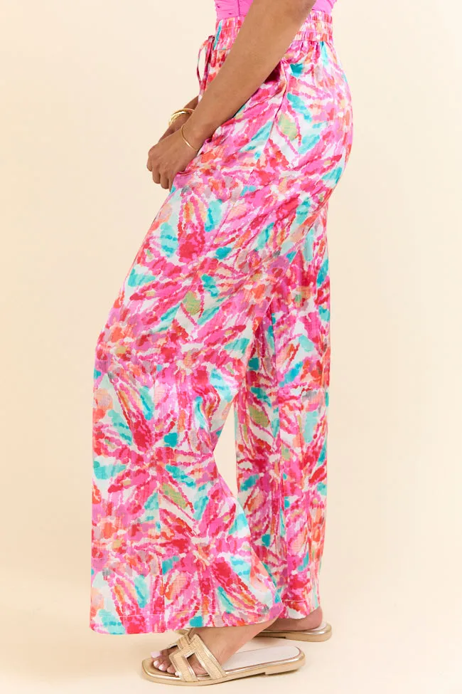 Paddle Out Pink Floral Printed Pull On Pants SALE,Women Pants