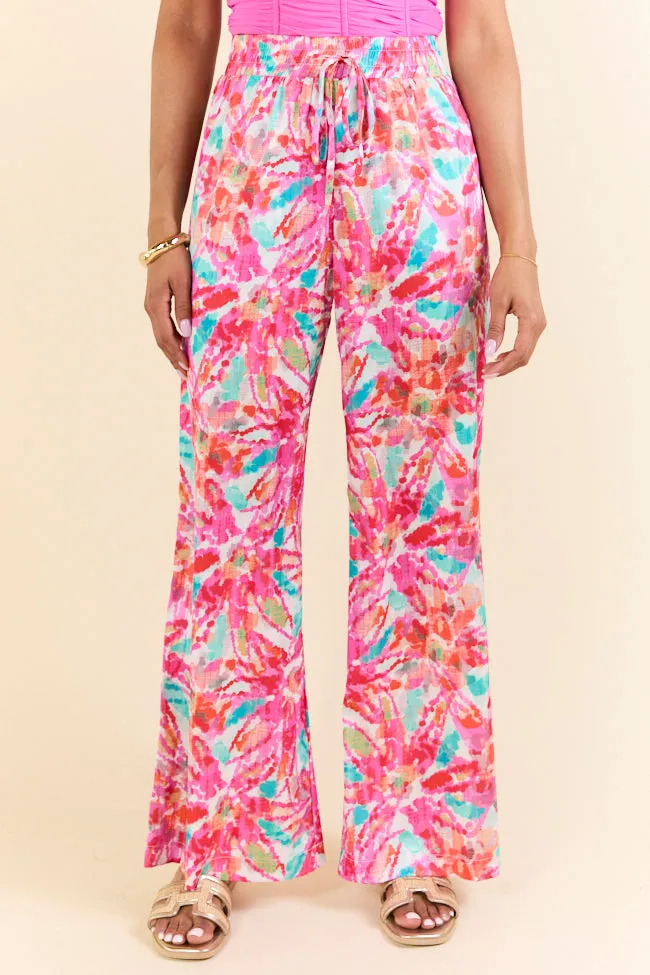 Paddle Out Pink Floral Printed Pull On Pants SALE,Women Pants