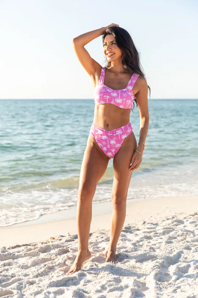 Palm Perfection Pink Bikini Bottom,Swimwear
