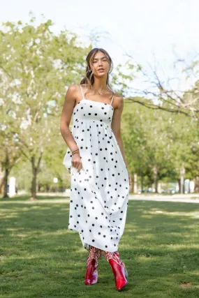 Places To Be White Polka Dot Maxi Dress SALE,Daily Outfit