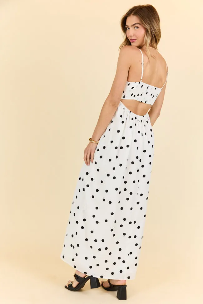 Places To Be White Polka Dot Maxi Dress SALE,Daily Outfit