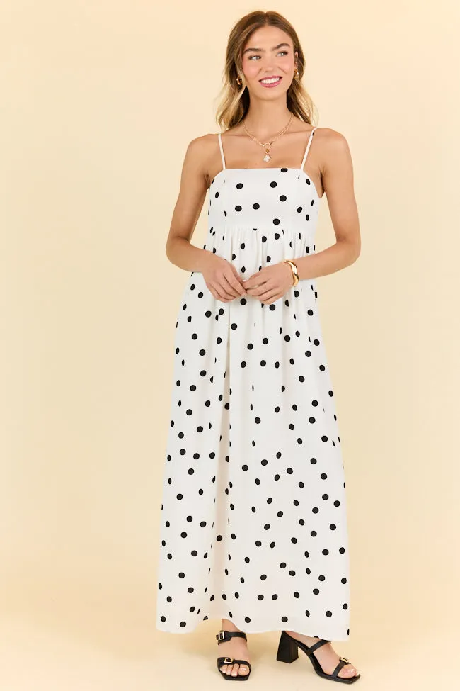 Places To Be White Polka Dot Maxi Dress SALE,Daily Outfit