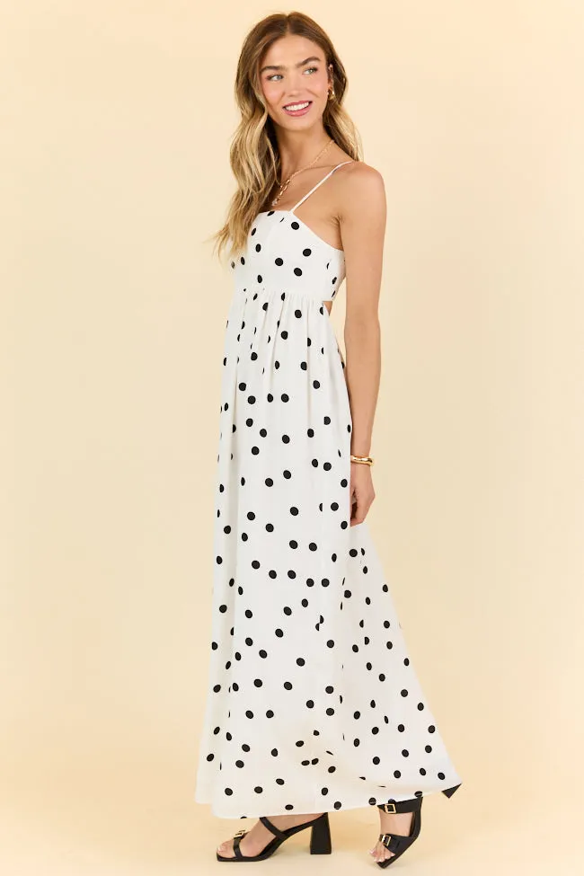 Places To Be White Polka Dot Maxi Dress SALE,Daily Outfit