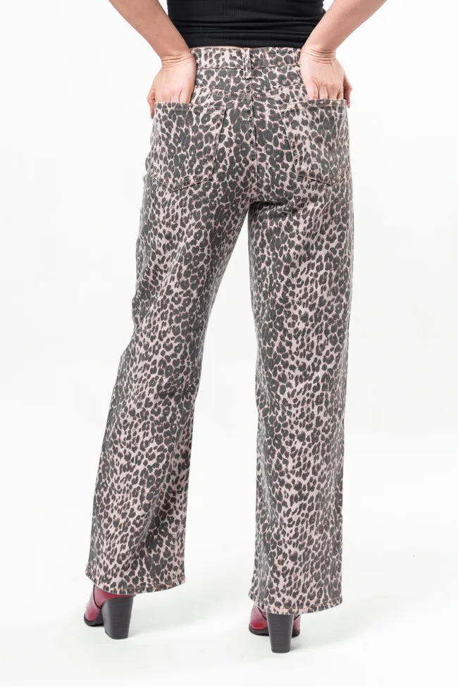 Primal Instincts Wide Leg Leopard Jeans,Women Pants