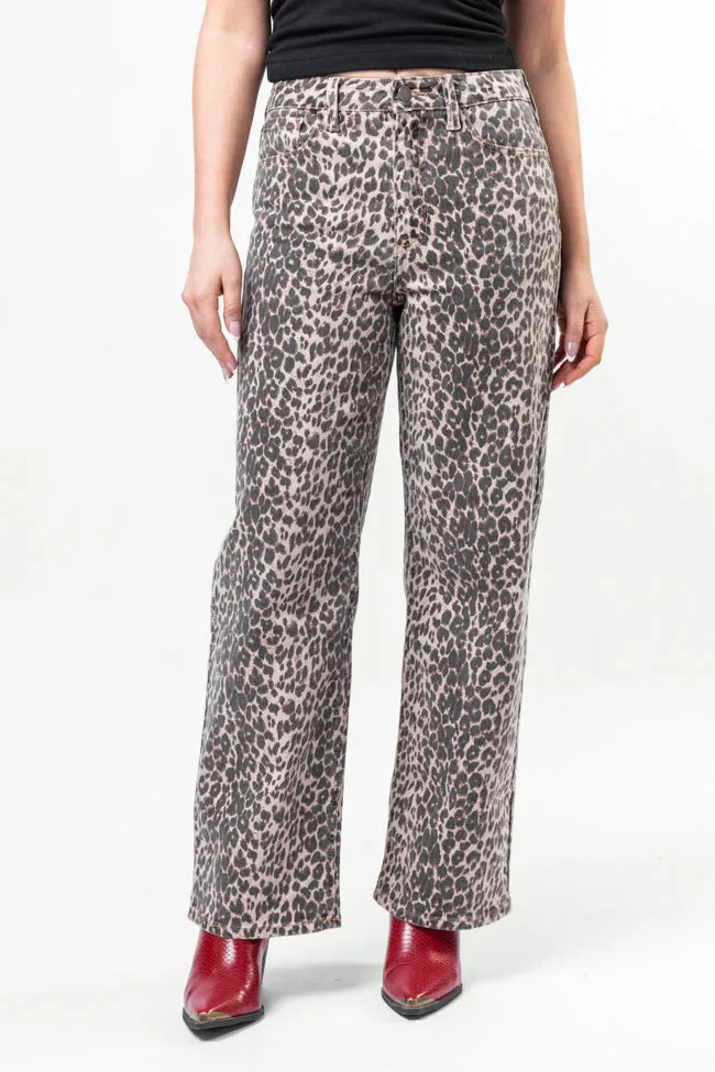 Primal Instincts Wide Leg Leopard Jeans,Women Pants