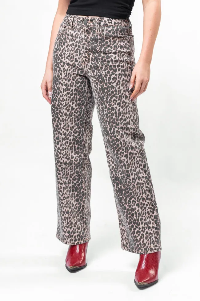 Primal Instincts Wide Leg Leopard Jeans,Women Pants