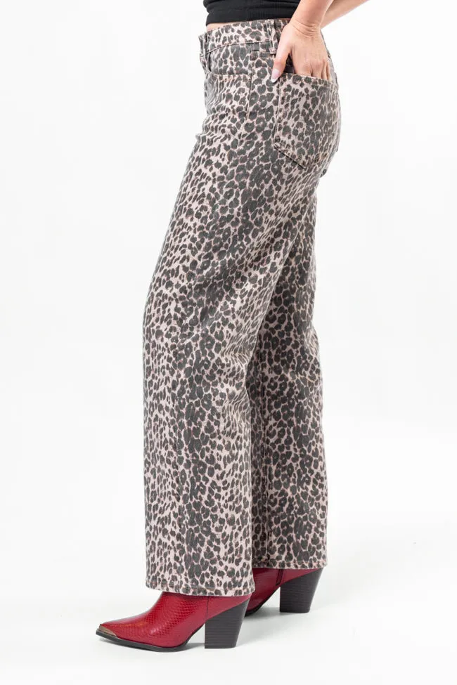 Primal Instincts Wide Leg Leopard Jeans,Women Pants