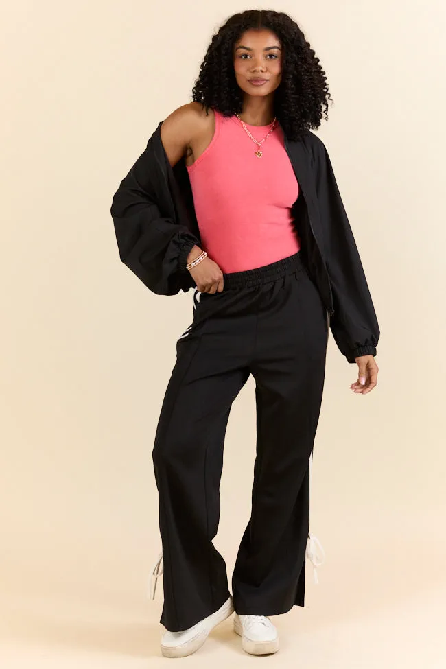 Push The Limits Black Bow Detail Track Pants,Women Pants