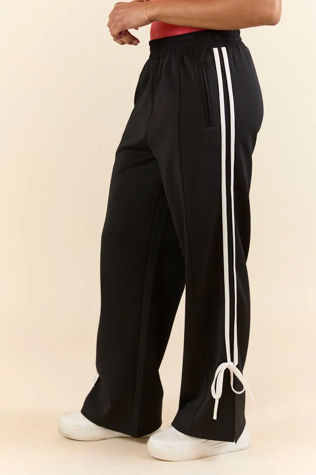 Push The Limits Black Bow Detail Track Pants,Women Pants