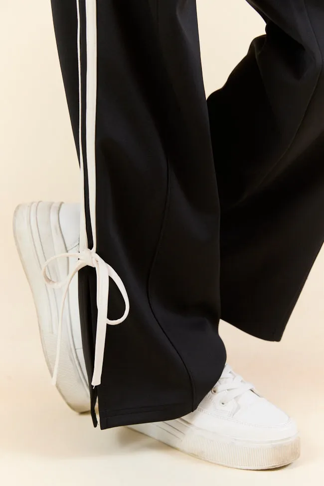 Push The Limits Black Bow Detail Track Pants,Women Pants
