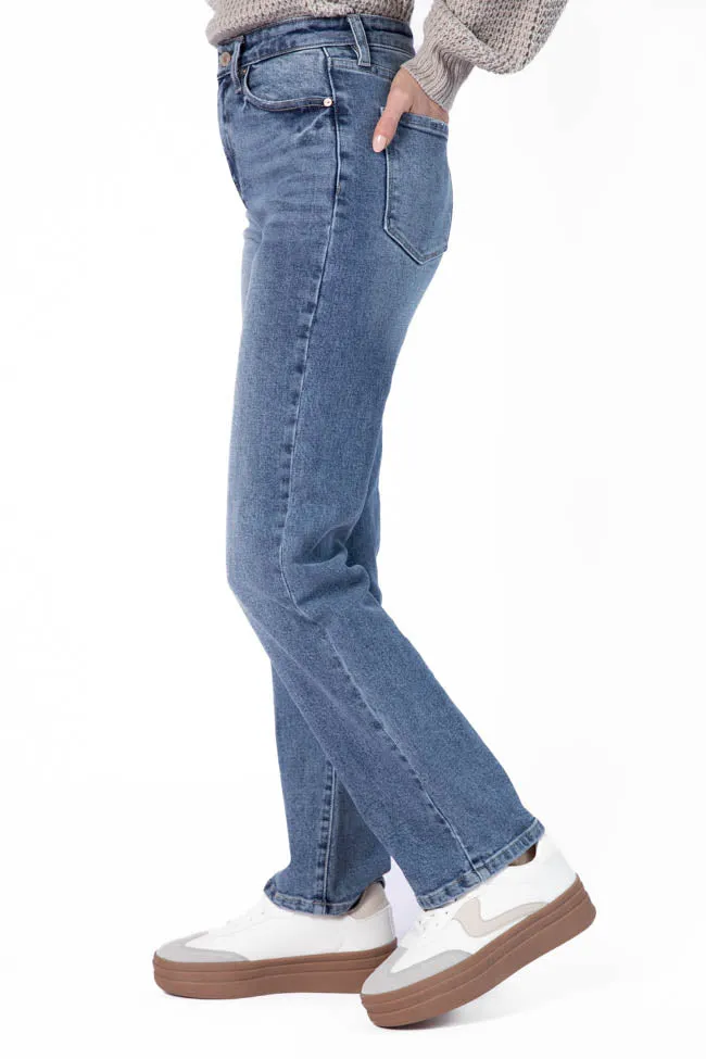 Raleigh Medium Wash Straight Leg Jeans,Women Pants