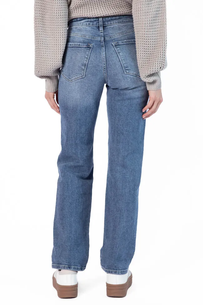 Raleigh Medium Wash Straight Leg Jeans,Women Pants