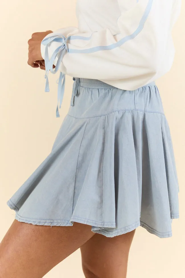 Record Setter Washed Blue Skort,Women Skirts Comfort