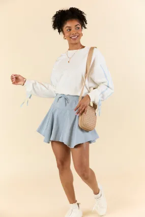 Record Setter Washed Blue Skort,Women Skirts Comfort