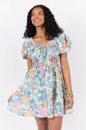Remember Me Teal Multi Floral Short Sleeve Mini Dress SALE,Daily Outfit