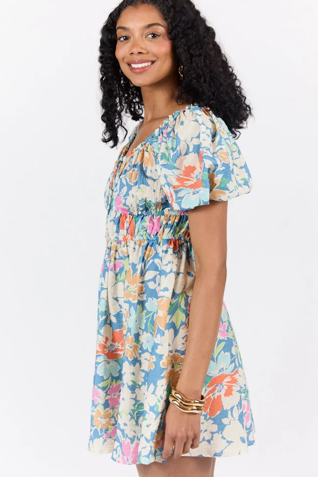 Remember Me Teal Multi Floral Short Sleeve Mini Dress SALE,Daily Outfit