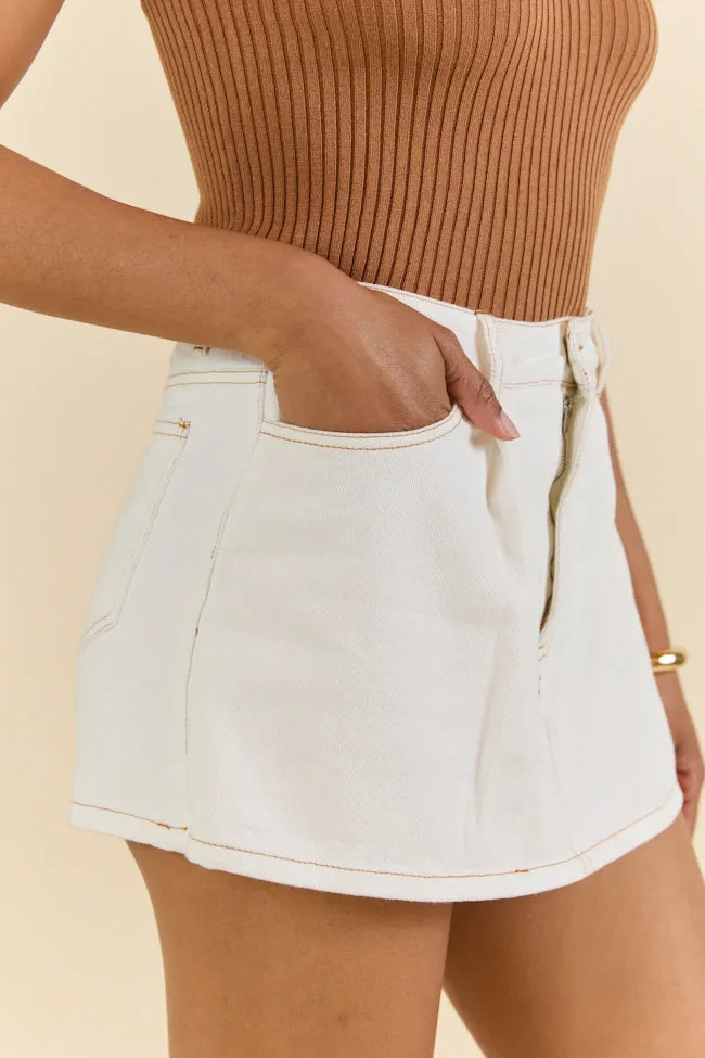 Reverb Radiance White Denim Skort,Women Skirts Comfort