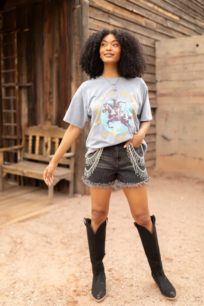 Rhinestone Riff Black Wash Embellished Denim Shorts,Women Shorts