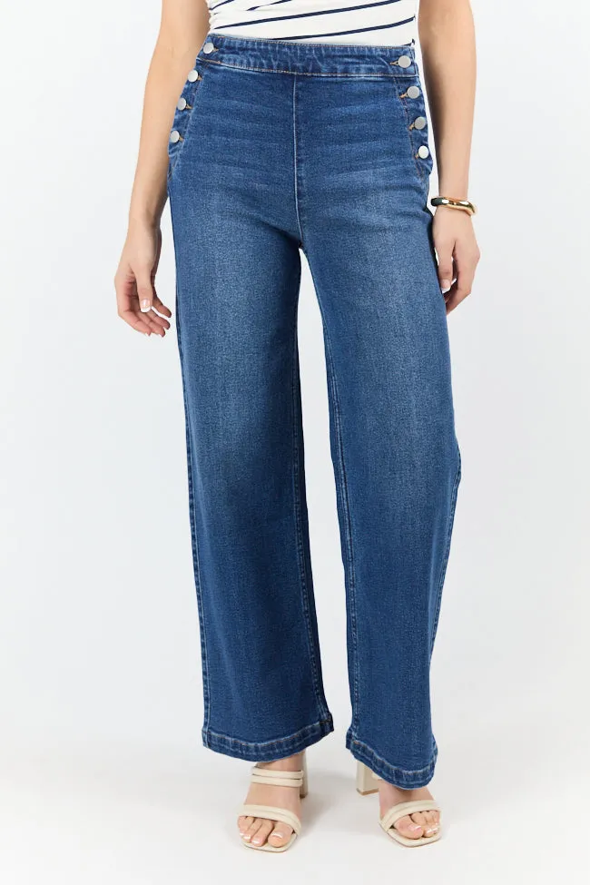 Sailor Medium Wash Wide Leg Jeans SALE,Women Pants