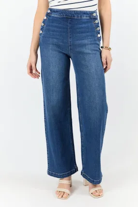 Sailor Medium Wash Wide Leg Jeans SALE,Women Pants
