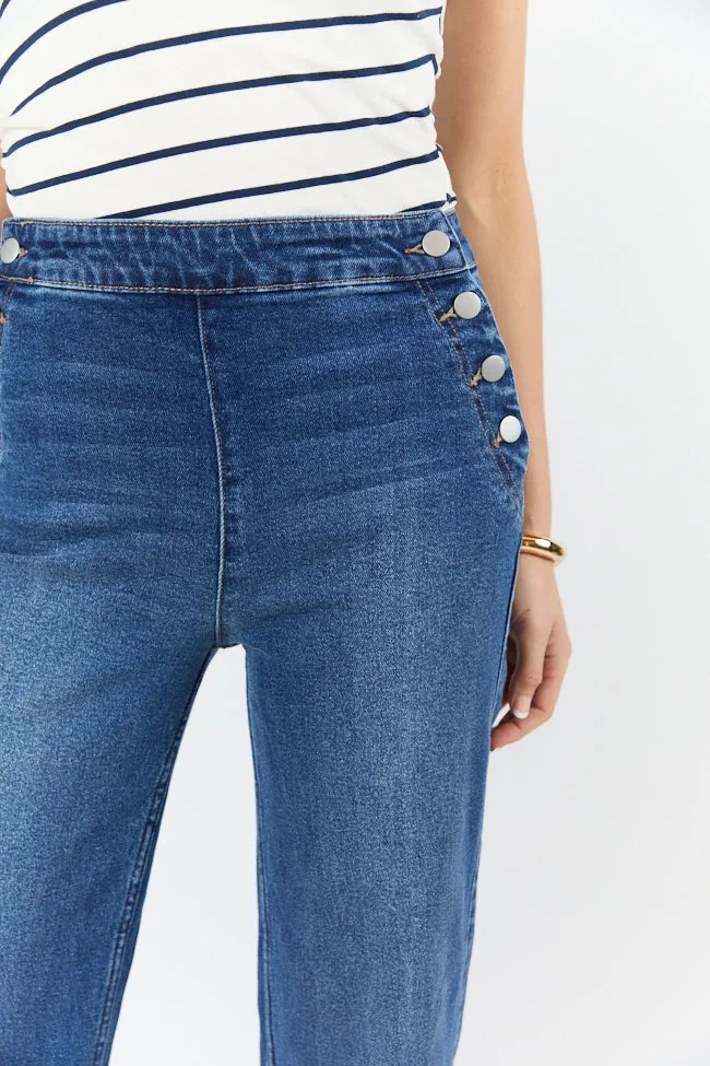 Sailor Medium Wash Wide Leg Jeans SALE,Women Pants