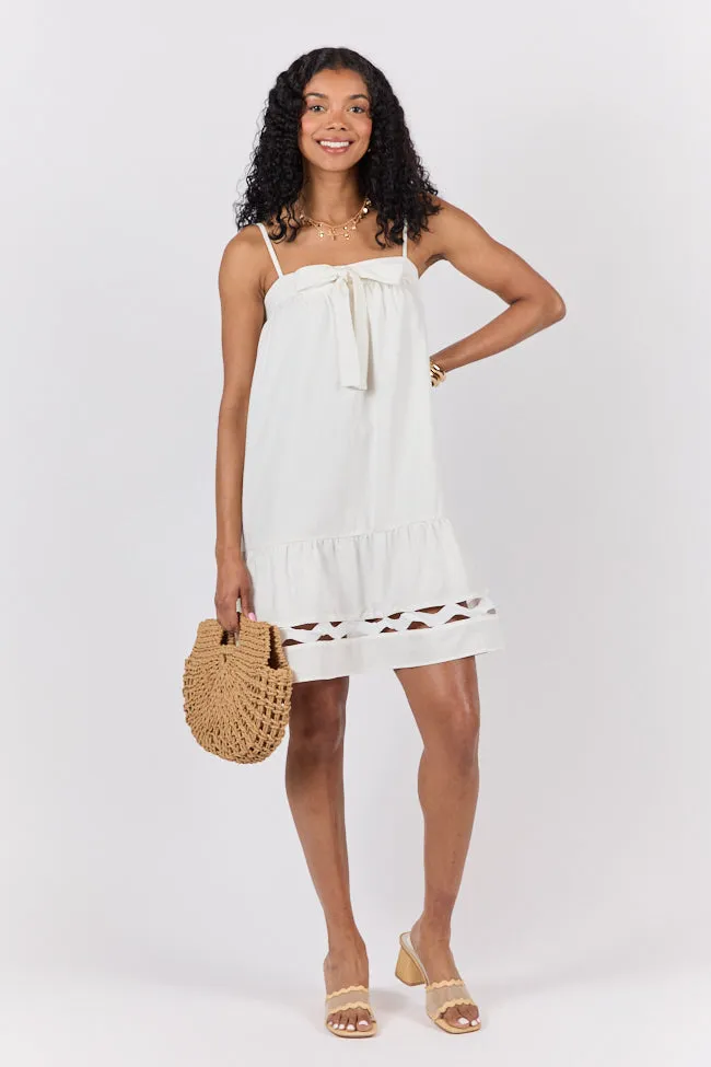 Saltwater Soul Ivory Lattice Mini Dress,Daily Outfit