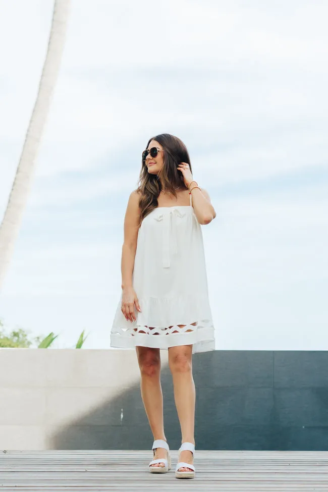 Saltwater Soul Ivory Lattice Mini Dress,Daily Outfit