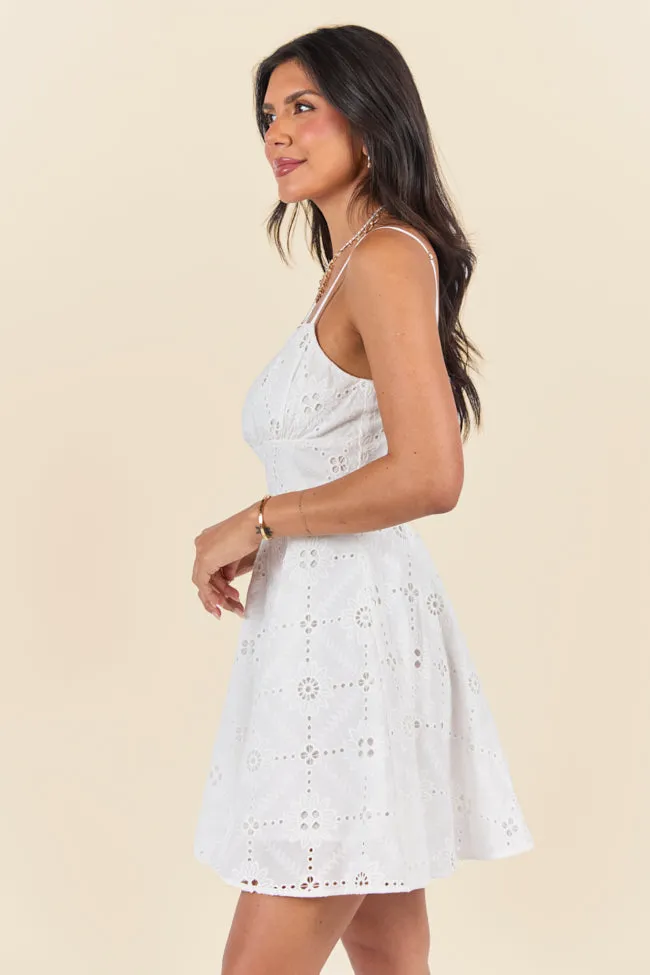 Short and Sweet White Eyelet Mini Dress SALE,Daily Outfit