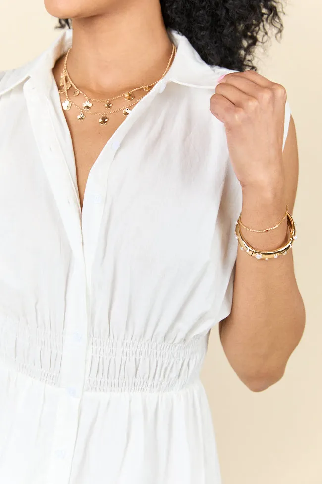 Simply Unforgettable White Collared Dress,Daily Outfit