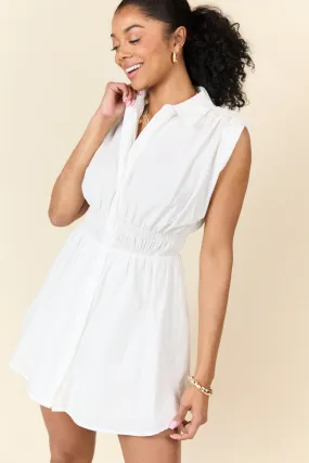Simply Unforgettable White Collared Dress,Daily Outfit