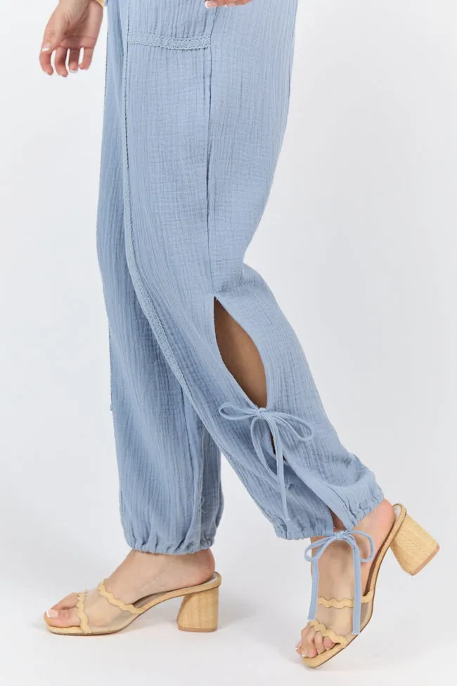 Sky High Blue Gauze Harem Pull On Pants,Women Pants
