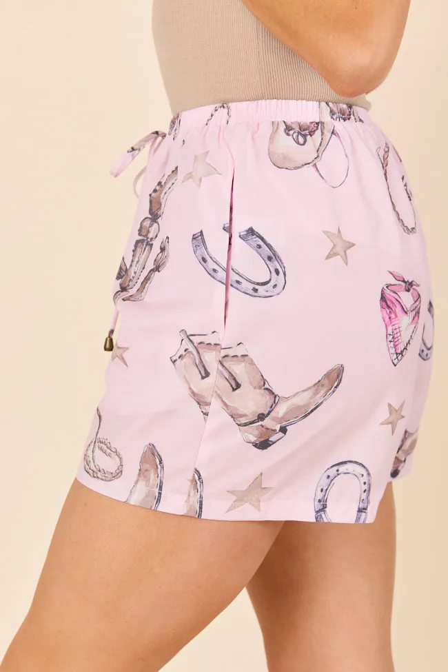 Skye Pink Western Print Pajama Shorts,Women Pants