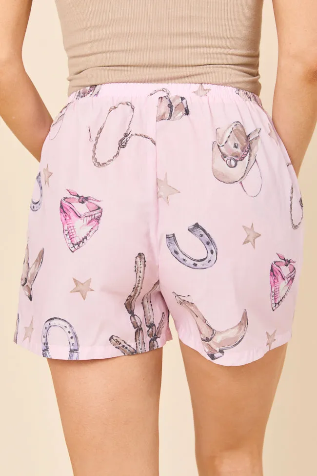 Skye Pink Western Print Pajama Shorts,Women Pants