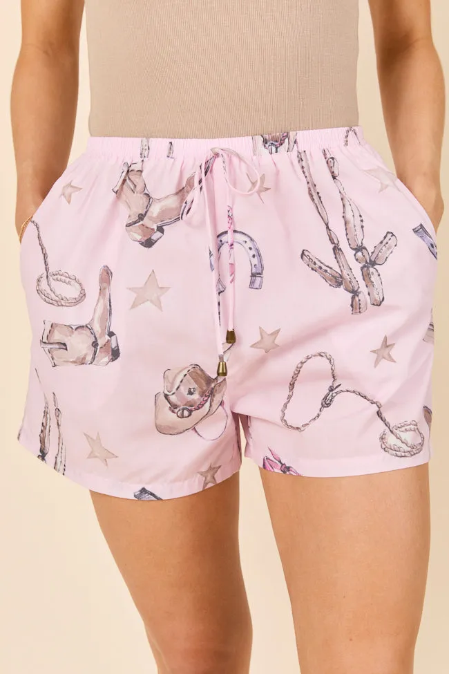 Skye Pink Western Print Pajama Shorts,Women Pants