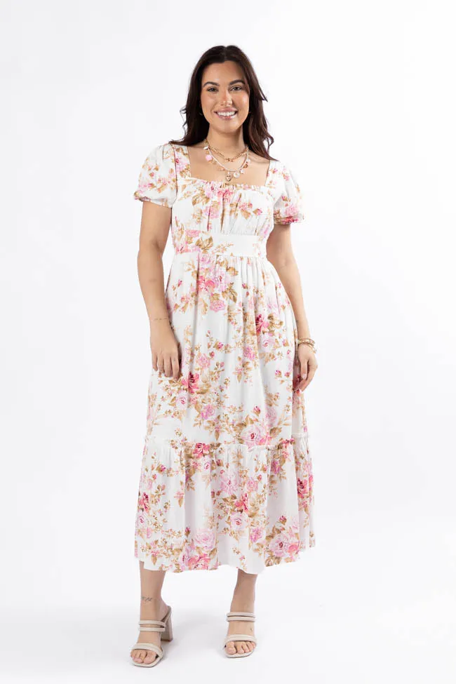Small Town Smoke Show Pink Multi Floral Midi Dress,Daily Outfit