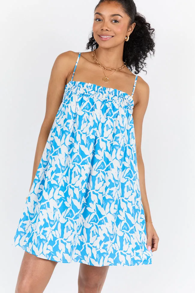 Sparks Fly Blue Printed Shift Dress,Daily Outfit