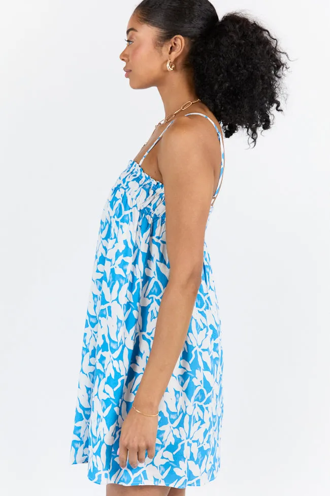 Sparks Fly Blue Printed Shift Dress,Daily Outfit