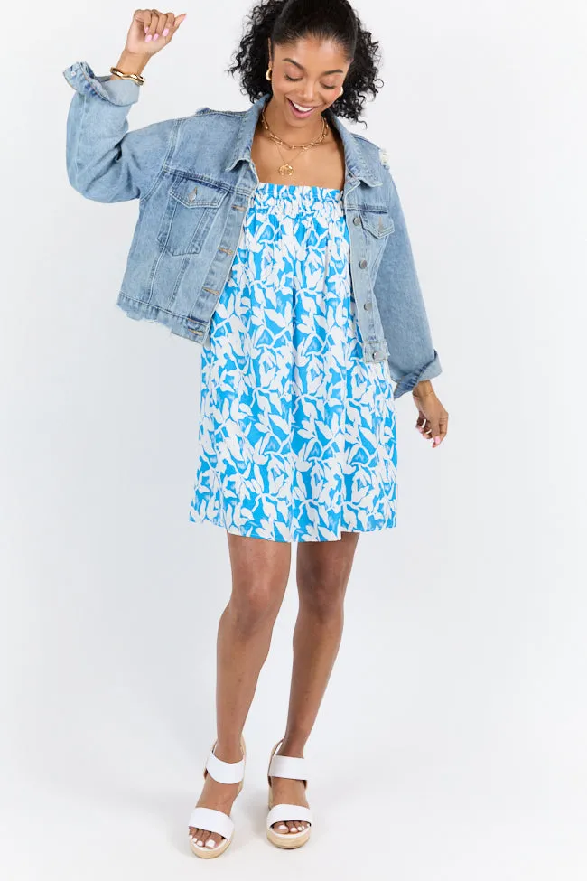 Sparks Fly Blue Printed Shift Dress,Daily Outfit