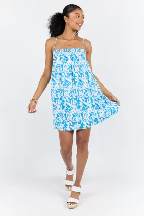 Sparks Fly Blue Printed Shift Dress,Daily Outfit