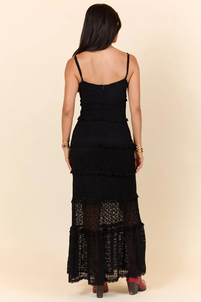 Summer Rendezvous Black Lace Maxi Dress SALE,Daily Outfit