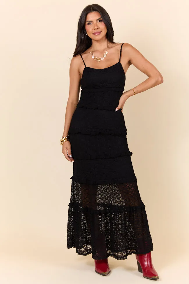 Summer Rendezvous Black Lace Maxi Dress SALE,Daily Outfit