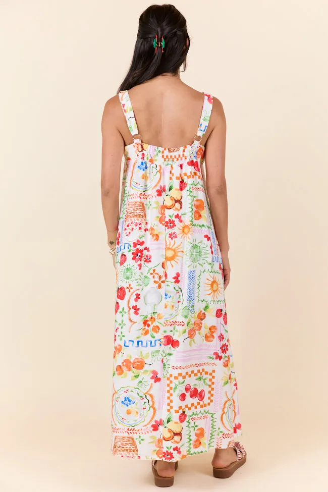 Sunkissed Zest Fruit Print Maxi Dress,Daily Outfit