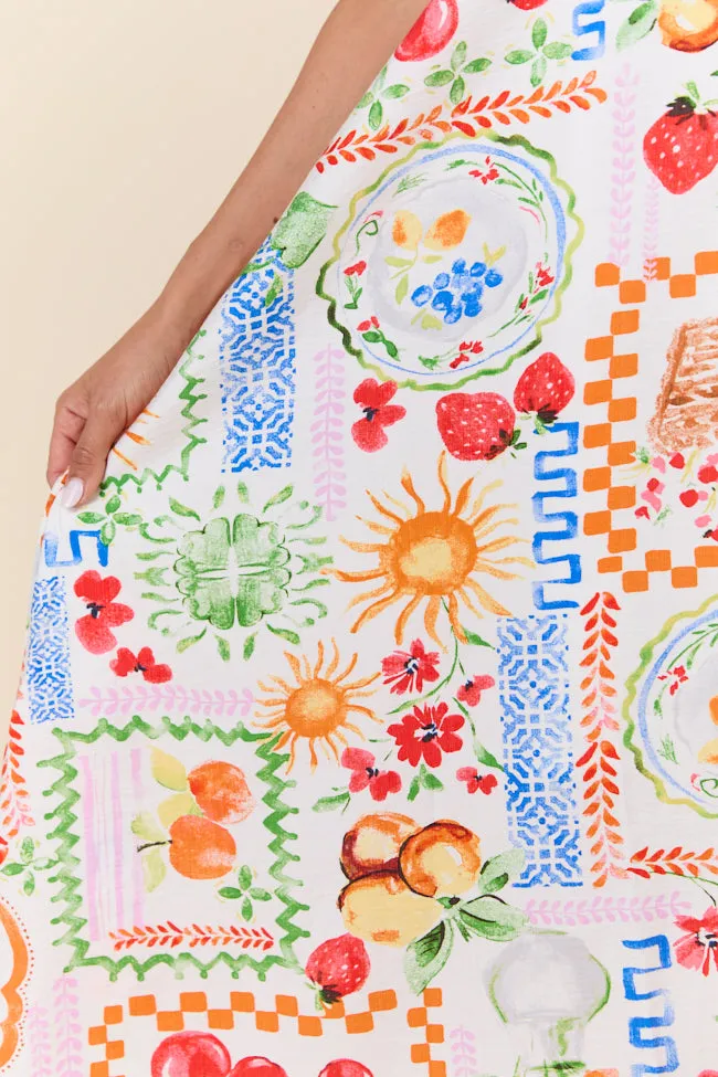 Sunkissed Zest Fruit Print Maxi Dress,Daily Outfit