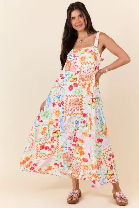 Sunkissed Zest Fruit Print Maxi Dress,Daily Outfit