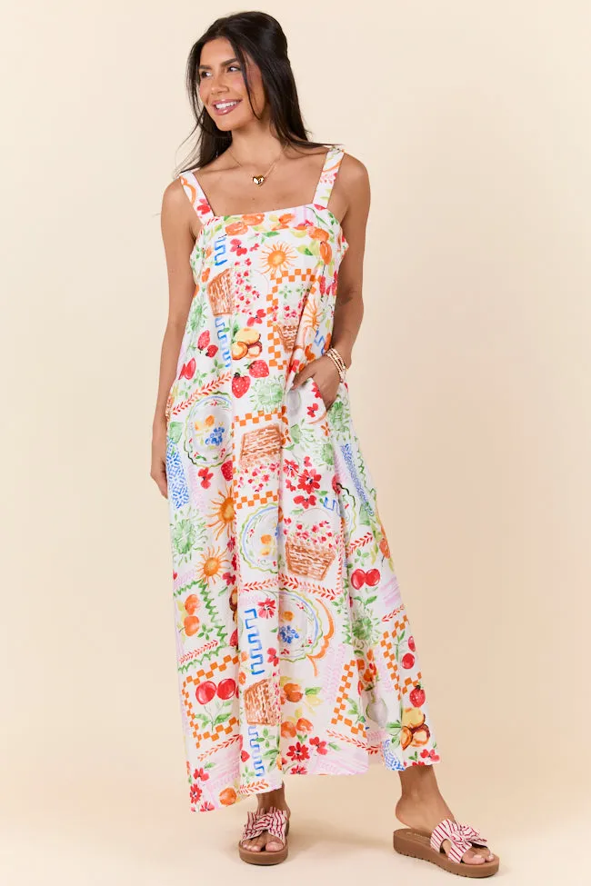 Sunkissed Zest Fruit Print Maxi Dress,Daily Outfit