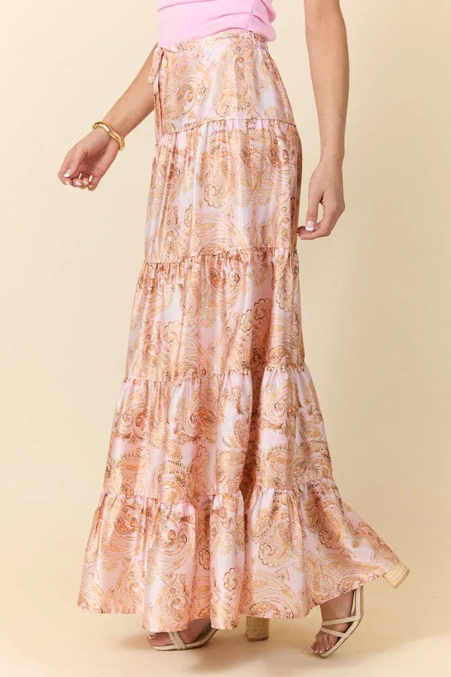 Sunlit Blossoms Bandana Printed Maxi Skirt,Women Skirts Comfort