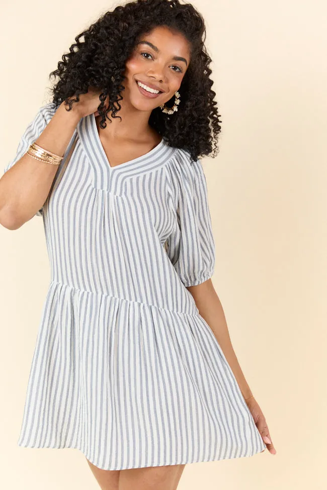 Sunlit Stripes Gauze Mini Dress,Daily Outfit