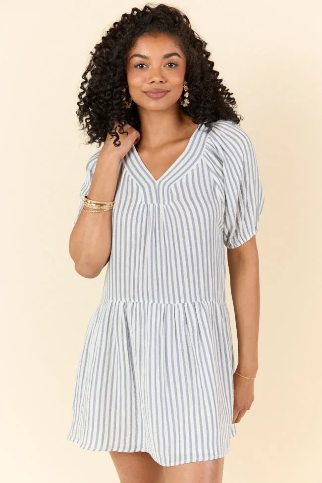 Sunlit Stripes Gauze Mini Dress,Daily Outfit