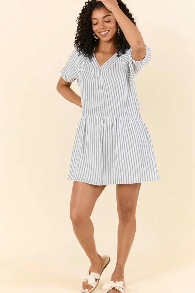 Sunlit Stripes Gauze Mini Dress,Daily Outfit